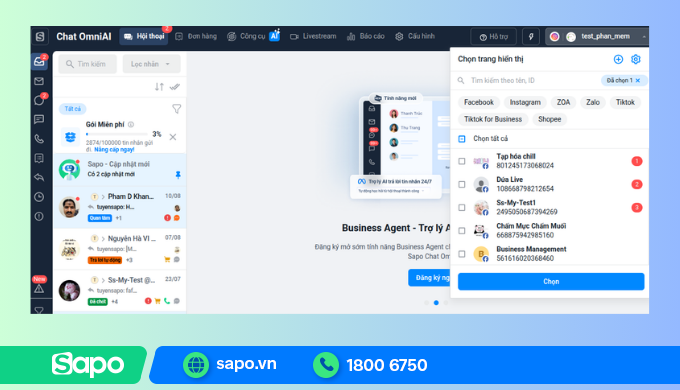 Quản lý tập trung tin nhắn các kênh online của cửa hàng