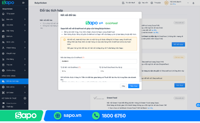 kết nối Sapo với grab