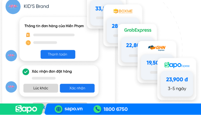 Liên kết vận chuyển trên phần mềm quản lý bán hàng Facebook Sapo
