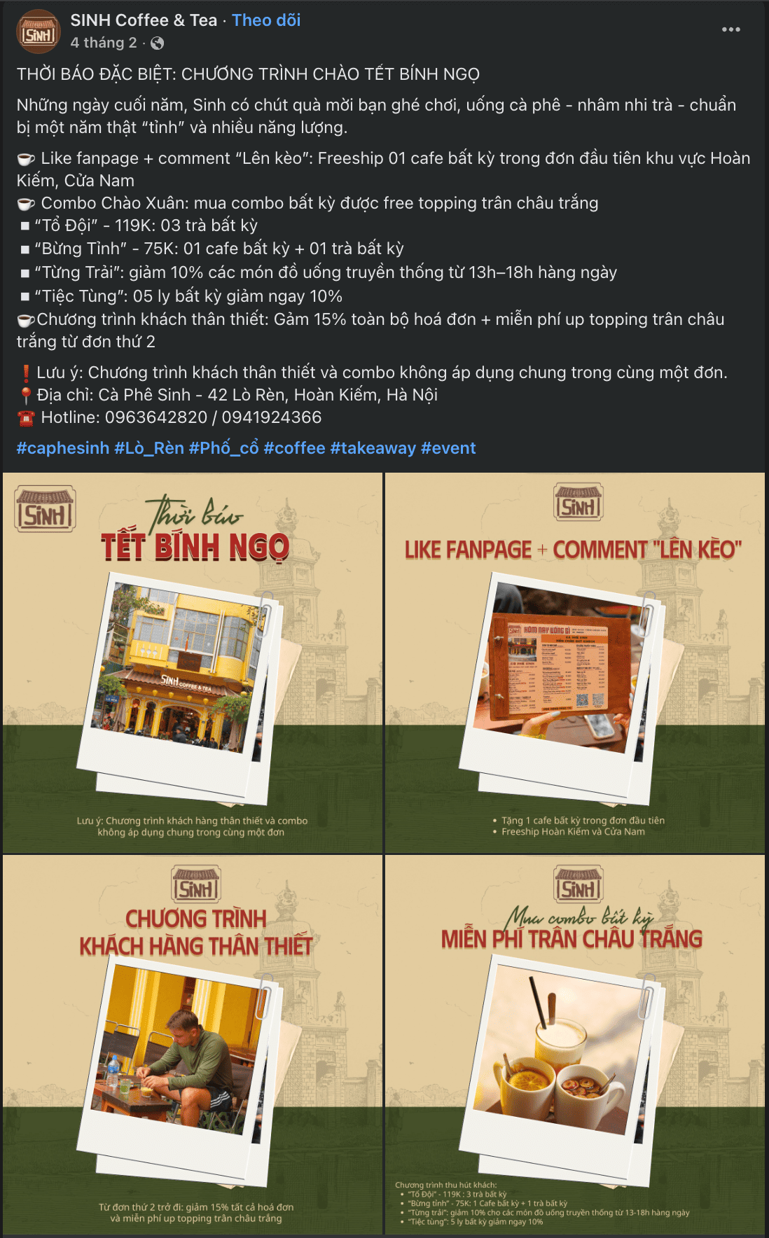 quán cafe có chương trình khách hàng thân thiết