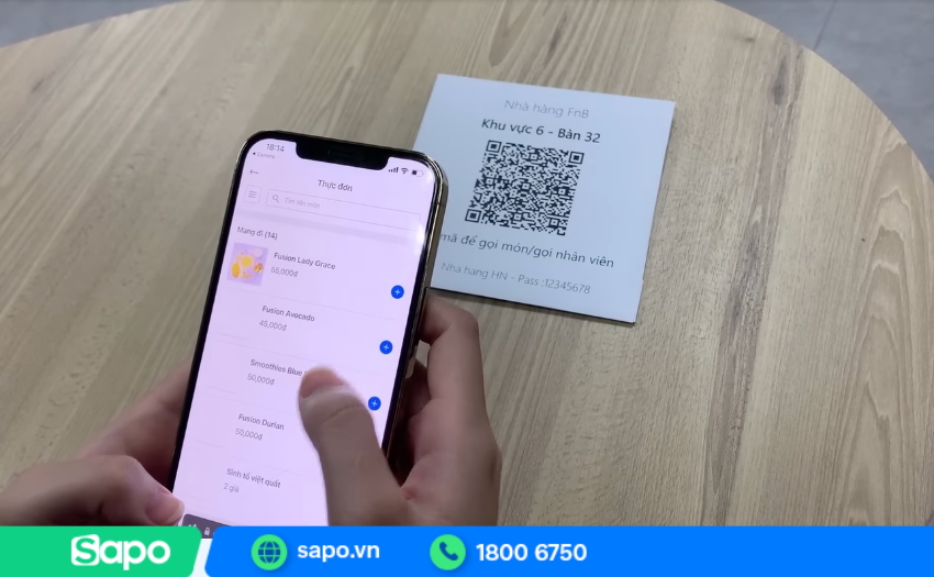 quét mã QR order trên bàn