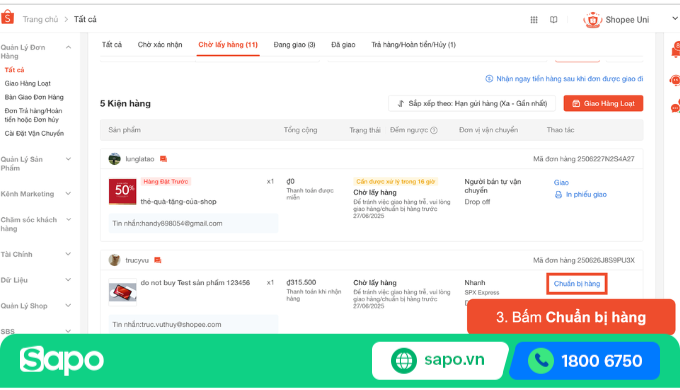 quy trình xử lý đơn hàng Shopee