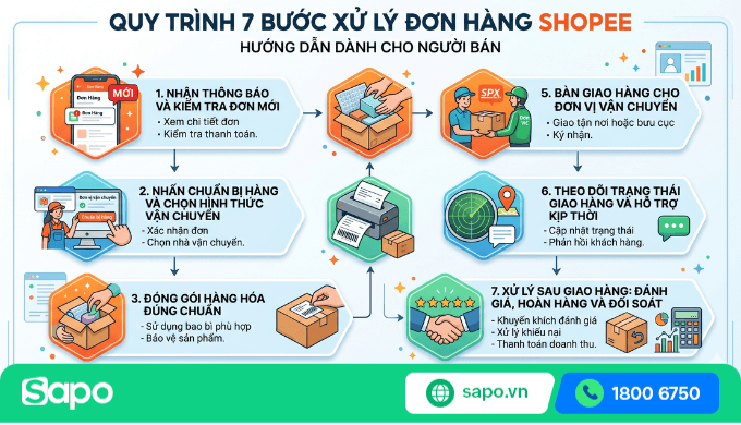 quy trình xử lý đơn hàng shopee