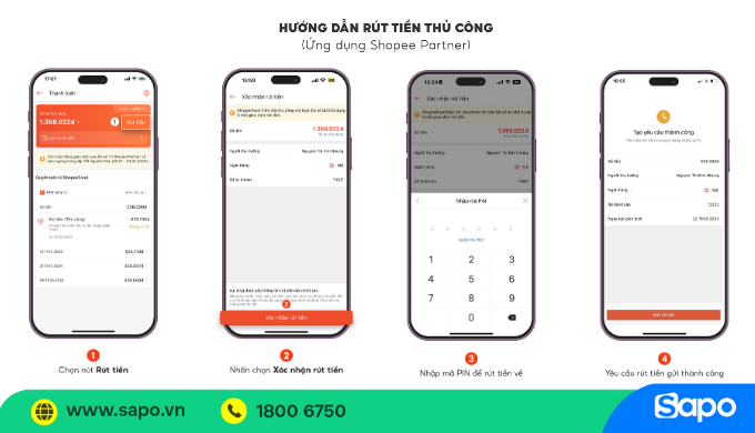 Cách rút tiền ShopeeFood thủ công