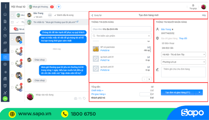 Giao diện quản lý bán hàng của Sapo Go