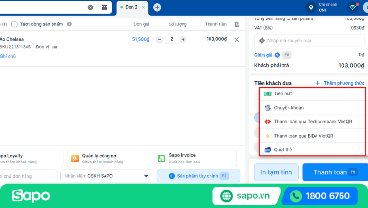 Sapo hỗ trợ nhiều phương thức thanh toán