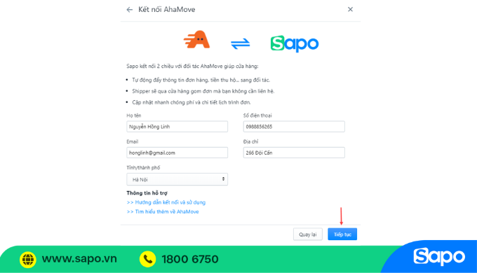 Sapo kết nối AhaMove