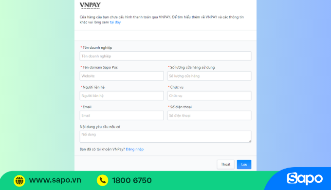 Thiết lập thông tin thanh toán