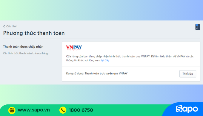 kết nối thành công thanh toán QR Code trên Sapo