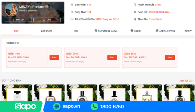 Shop bán nước hoa shopee Minzy's perfume