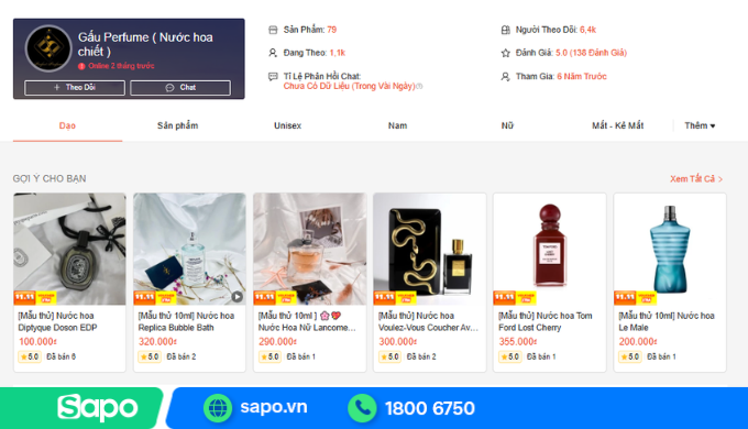 Gấu Perfume là shop chuyên bán các loại nước hoa chiết với mức giá hạt rẻ