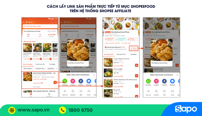 lấy link sản phẩm trên shopeefood affiliate