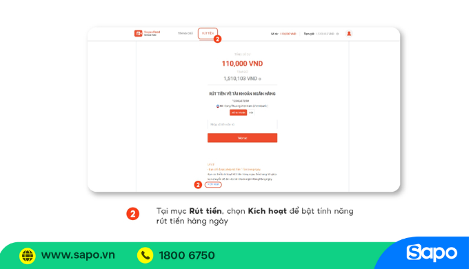 rút tiền tự động trên shopeefood merchant wallet