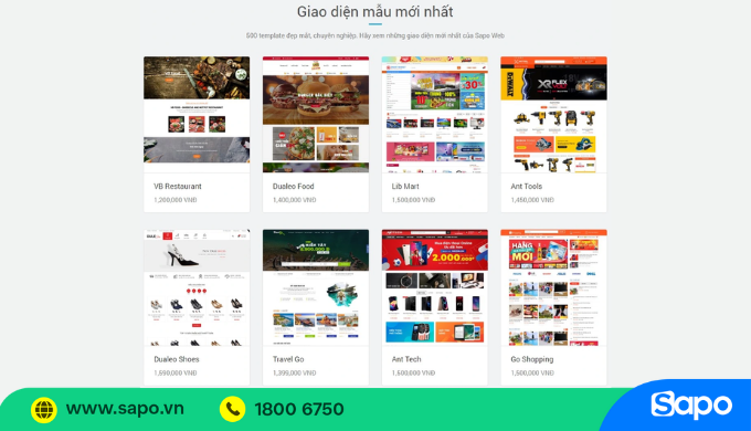 Kho giao diện website Sapo