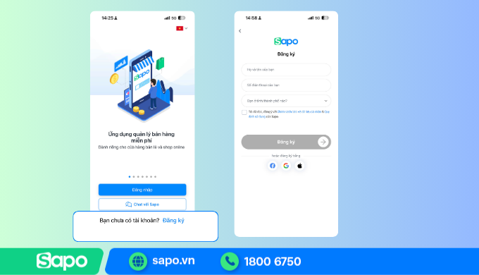 Đăng ký app Sapo Quản lý bán hàng