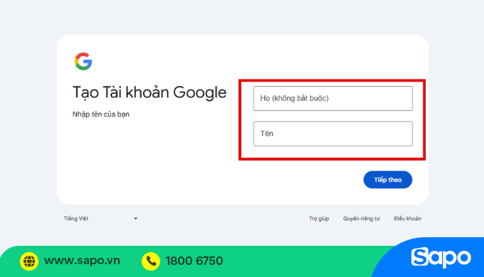 điền họ và tên