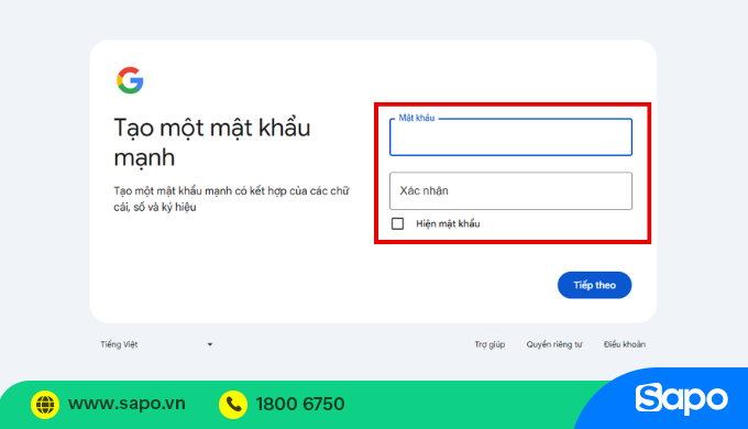 điền mật khậu tài khoản google