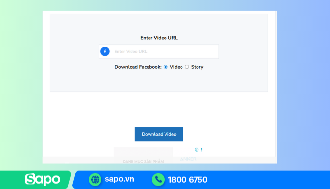 Nhập url video Facebook để bắt đầu tải video về máy