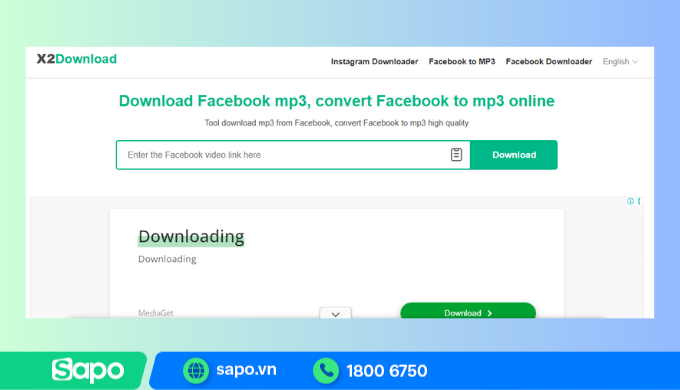 Tải video Facebook với X2download