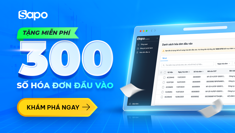 tặng 300 hóa đơn đầu vào Sapo Invoice