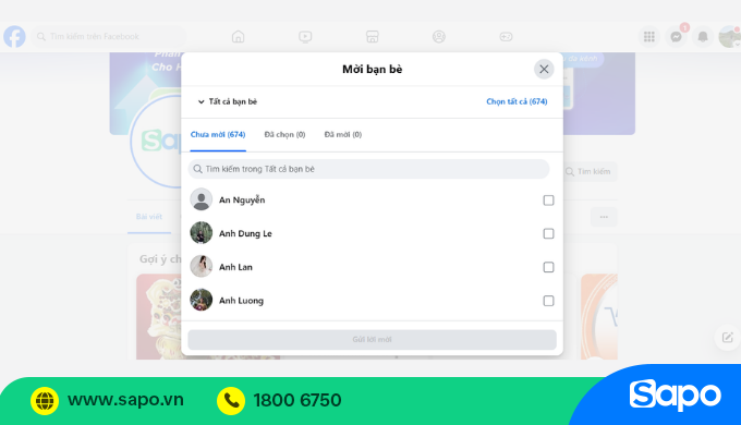 chủ động mời người follow facebook