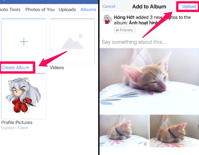 tạo album trên facebook bằng điện thoại