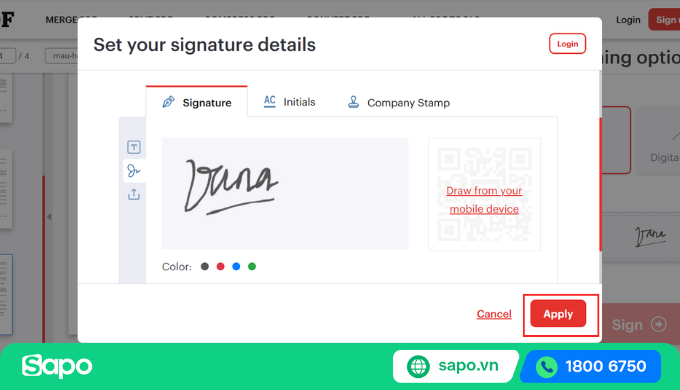 Tạo chữ ký điện tử trên PDF