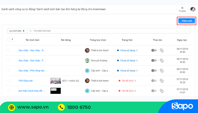 Tự động hóa đơn livestream