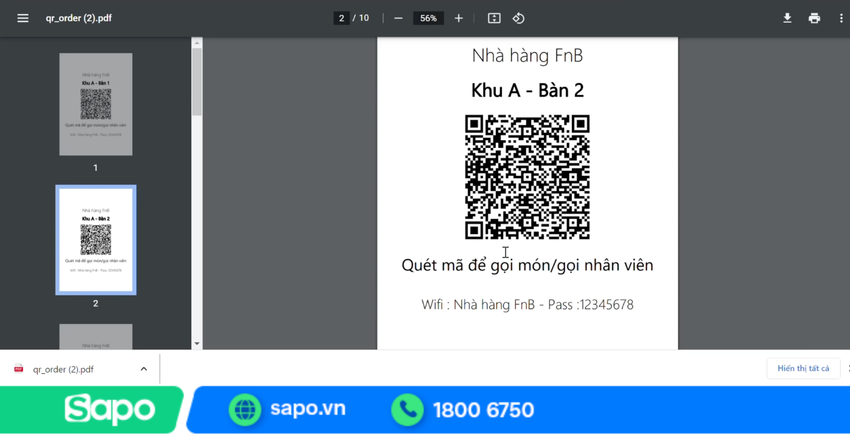 xuất file pdf và in mã QR