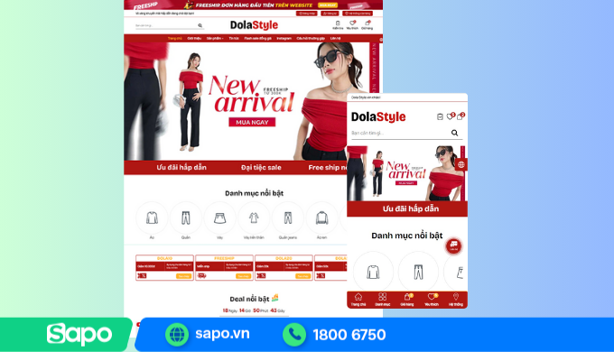 Giao diện website thời trang Sapo