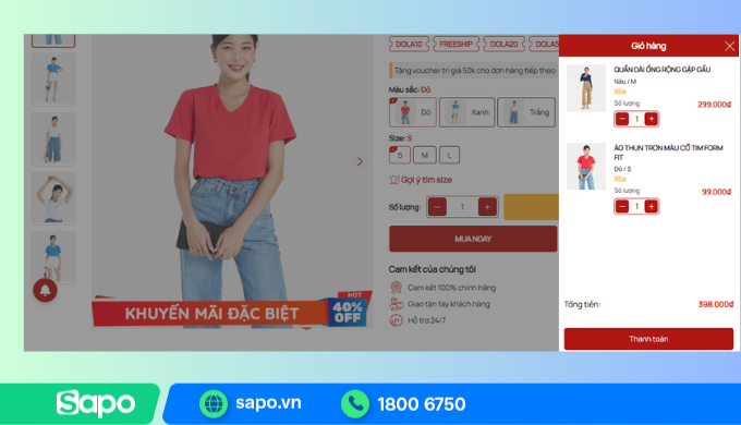 Giỏ hàng trên website