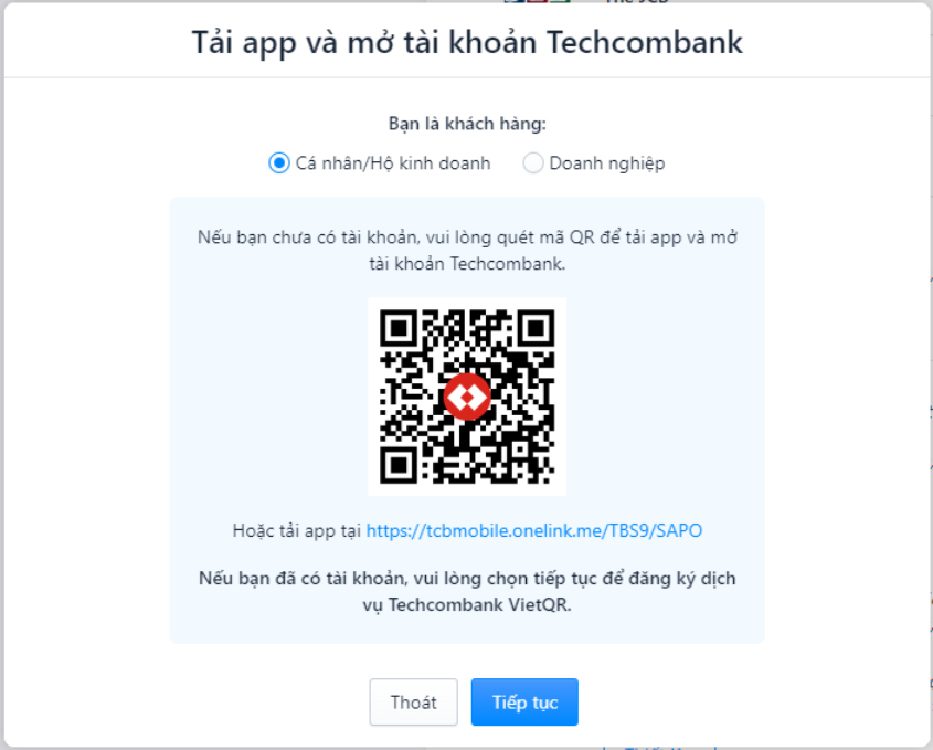 Tích hợp thanh toán Techcombank VietQR Pro