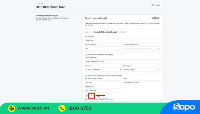 cập nhật thông tin đăng ký VNPAY-QR