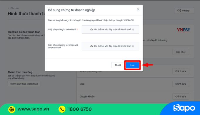 cập nhật thông tin đăng ký VNPAY-QR