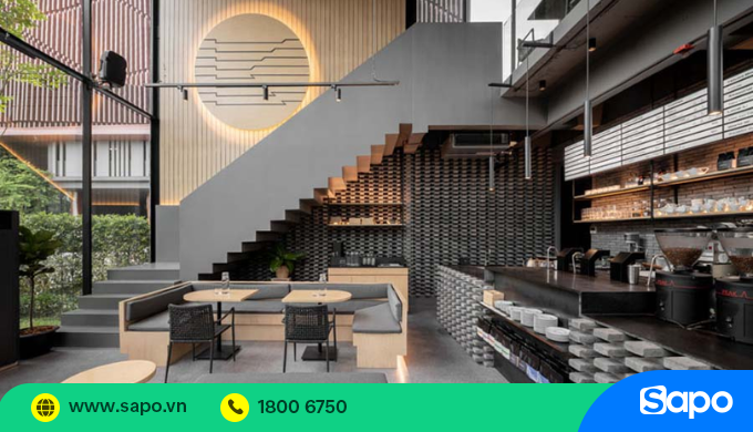 thiết kế quán cafe đẹp phong cách hiện đại