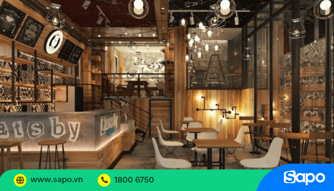 decor quán cà phê công nghiệp