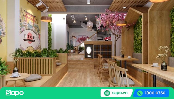 Mẫu thiết kế quán trà sữa ngồi bệt