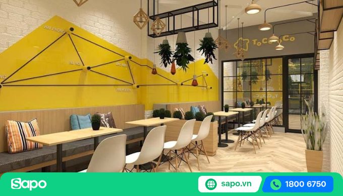 thiết kế quán trà sữa đơn giản