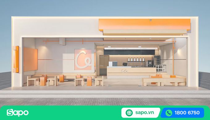 thiết kế quán trà sữa nhỏ đẹp