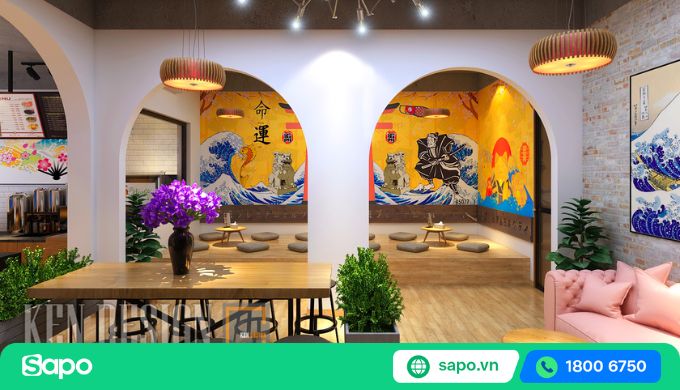 thiết kế quán trà sữa phong cách nhật bản