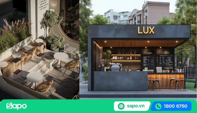 Mẫu thiết kế quán trà sữa ngoài trời