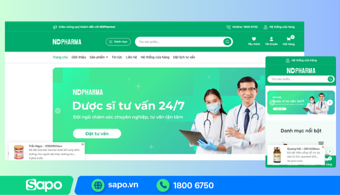 Thiết kế website thực phẩm chức năng tương thích với nhiều thiết bị