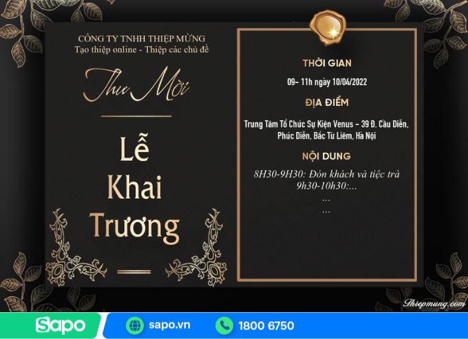 Mẫu thiệp mời khai trương đẹp
