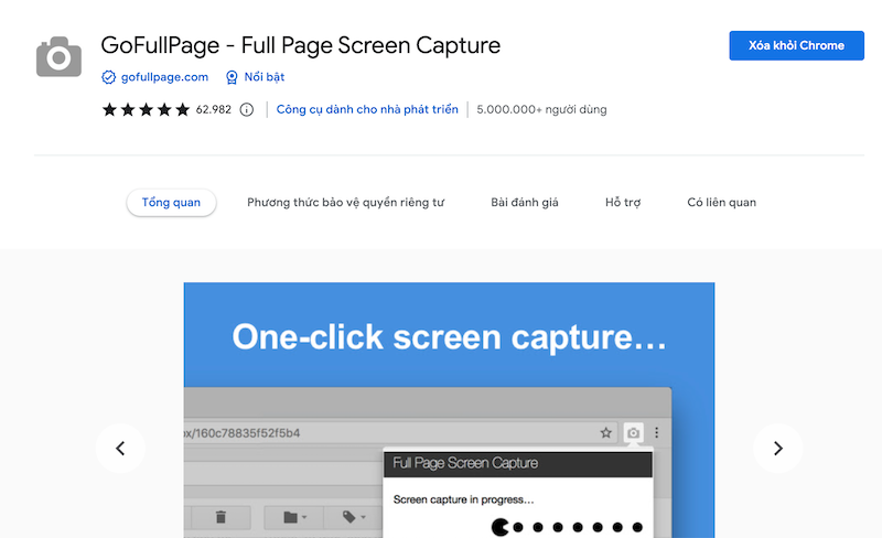 Tiện ích Google Chrome Go Full Page