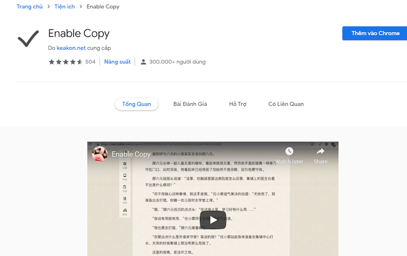 Tiện ích Enable Copy What Font