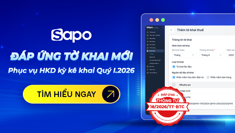 Sapo chính thức cập nhật tính năng Tờ khai thuế trên phần mềm