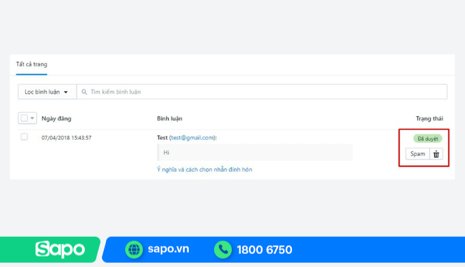 Quản lý comment trên sapo web