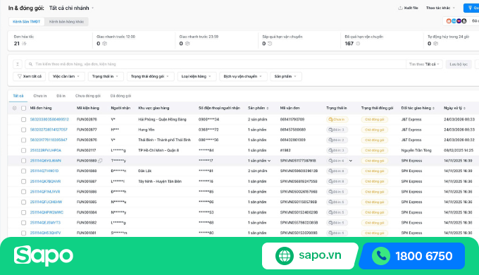 Hệ thống quản lý vận hành đơn chuẩn xác của Sapo Enterprise