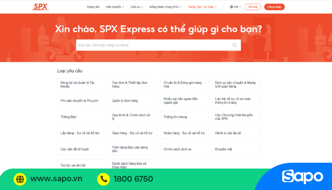 trung tâm trợ giúp SPX Express