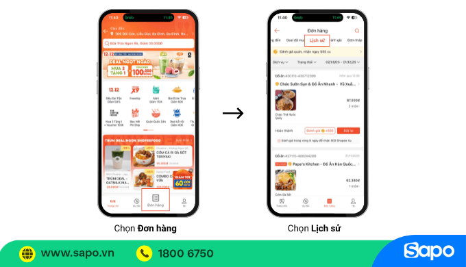 tra cứu đơn hàng shopeefood